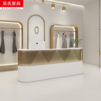 Brief Modern Stainless Steel Cashier Terrace Light Lavish Clothing Shop Counter Customised Bar Table Beauty Salon Reception Desk