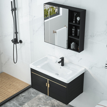 Toilet space aluminum bathroom cabinet wall wash basin combination cabinet ceramic small apartment washbasin cabinet wash table
