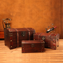 Antique window decoration ornaments do old-fashioned storage treasure box European-style shooting props retro large wooden box