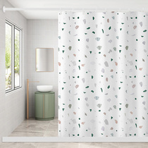 Toilet magnetic thick shower curtain set bathroom waterproof cloth shower partition curtain silicone water strip non-perforated Rod