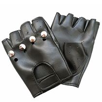 Childrens half-finger leather gloves Performance tactical gloves Boys hip-hop gloves performance fingerless tide rivet gloves