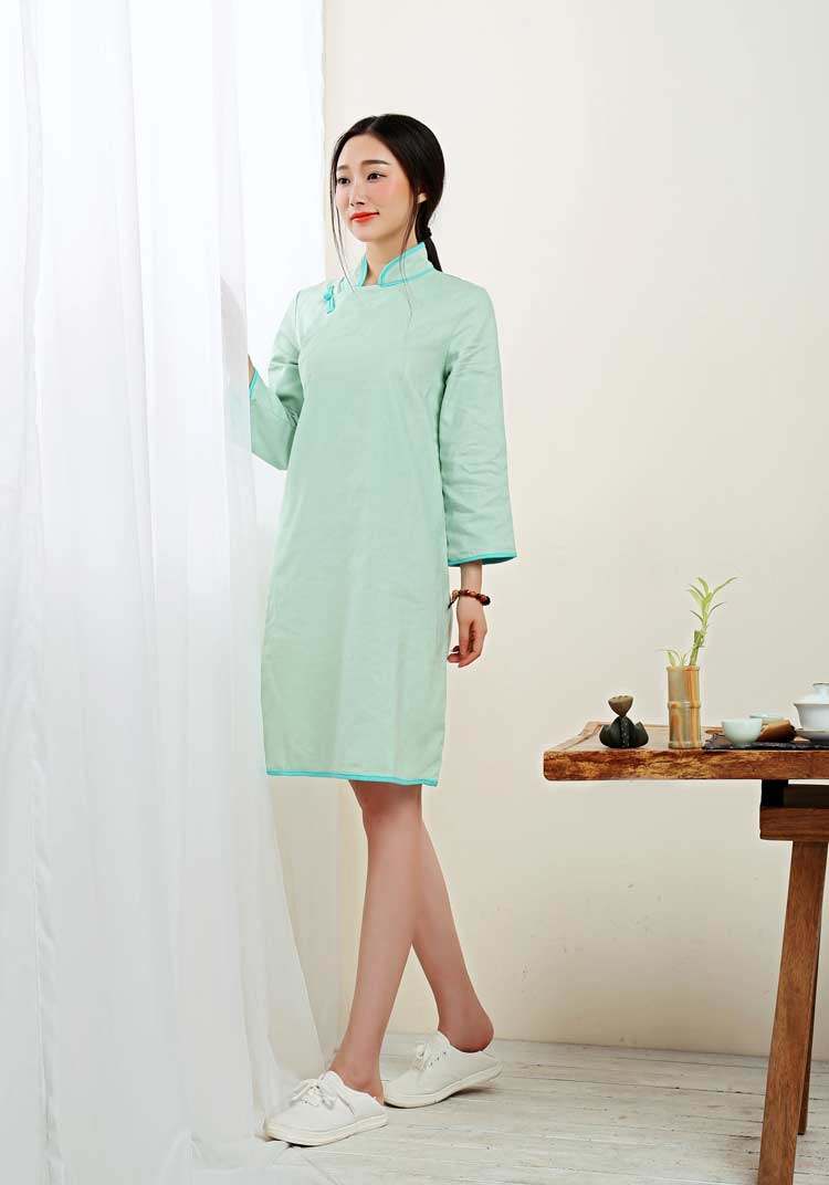 丹凤创意:棉麻春秋款夹里旗袍女童旗装改良-童旗袍/唐装/民族服装