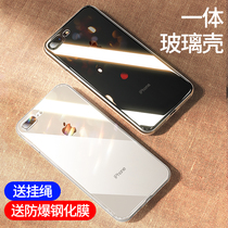 Apple 8plus phone case iPhone7 glass mirror 8 transparent all-inclusive anti-drop 7plus new ultra-thin iPhone8P lanyard soft silicone rear shell 7p seven eight Tide brand back cover