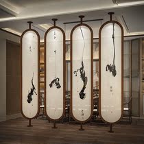 New Chinese style solid wood Creative Screen Hotel Hotel rotating hollow partition shield decoration custom Zen porch