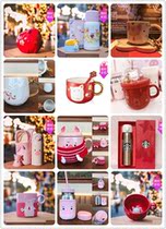 Starbucks pig year cute pig cup set mug New Year pink Zodiac drink water Cup sweater pig mug