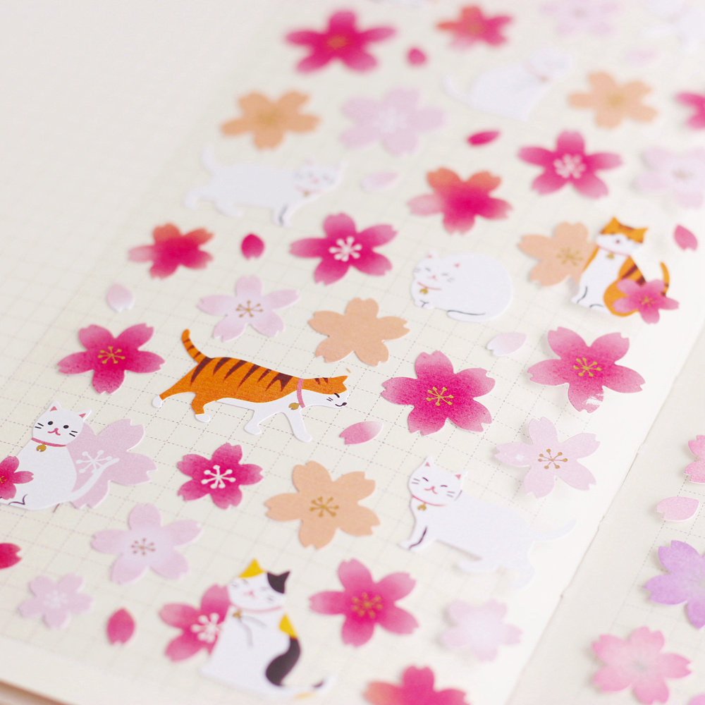日式mw樱花贴纸 手帐贴纸日本浪漫樱花手账装饰相册手帐儿童贴画