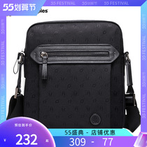 Hush Puppies Leisure Steps Mens Single Shoulder Bag Fashion Printed Large Capacity Sails Cloth Bag Small Backpack Inclined Satchel Bag