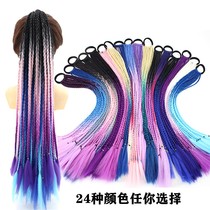 Wig Woman Long Hair Tail Strap Style Colored Small Braid 12 Root Gradient Color Dirty Braid Zamtail Hair National Wind