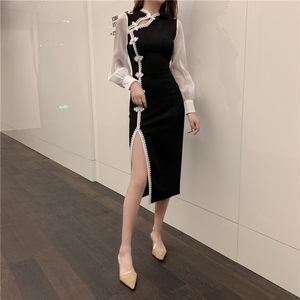 Chinese retro Long Sleeve Dress