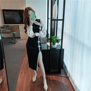 Chinese retro Long Sleeve Dress