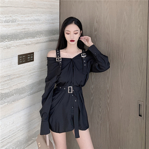 New Retro personalized suspender off shoulder belt Shirt Top