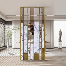 Screen partition living room minimalist modern stainless steel light and luxurious metal hollowed-out custom shielded decorative wall