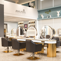 New barber shop mirror table hair cutting mirror stainless steel artificial marble dyed and hot table with light hair mirror