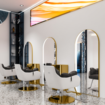 Net red hairdressing shop mirror table hair salon dedicated single mirror barber shop perm dyeing area hairdressing floor against the wall mirror with light