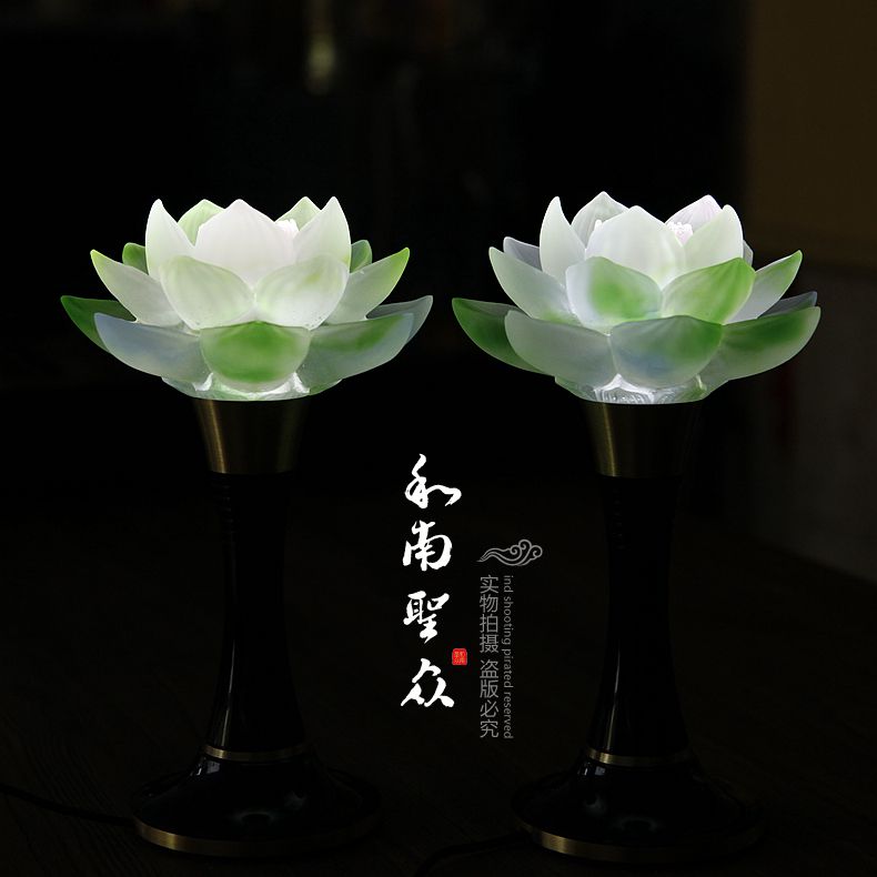 佛教用品led莲花灯 供佛灯佛教圣物七宝琉璃莲花灯供灯包邮大号