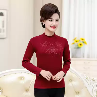 Mother autumn clothes, middle-aged and elderly women's clothing, autumn and winter turtleneck sweater, pure cotton inner knitted sweater, warm clothes, bottoming shirt