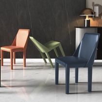 Nordic chair backrest home Italian minimalist light luxury saddle leather chair modern minimalist designer hotel dining room chair