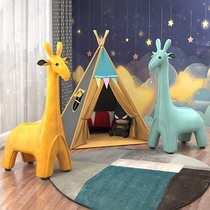 Giraffe new orange red full stool living room large animal bench children Nordic creative Mount small sofa