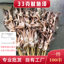 Iron plate squid skewers 33 grams large skewers fresh frozen commercial net red barbecue seafood ingredients 100 skewers