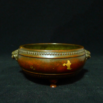 Pure copper and red copper sprinkled gold lion first drum three-legged furnace Xuande furnace line incense burner home supply incense burner ornaments