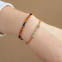 Original pure natural bamboo knot olive core multi-circle single-circle multi-beads Doufu crystal retro boys and girls bracelets