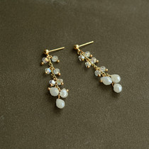 Original design crystal long temperament earrings womens Korean personality fashion drop earrings earrings net red earrings