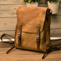 Leather leather bag mens head layer cowhide bag soft bag hand soft shoulder backpack casual Hand bag computer bag 15 inch