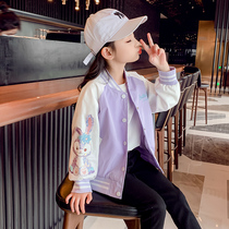 Girls baseball jersey jacket Spring and Autumn 2022 new Korean version of the childrens foreign fashion spring clothes in the big kids jacket top