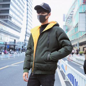 潮牌冬季外套连帽立领棉衣男装韩版棉袄短款棉服加厚面包服男装帅