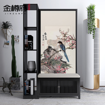 New Chinese style solid wood screen partition living room wine cabinet entrance entrance cabinet bedroom shielding home shoe cabinet mobile seat screen