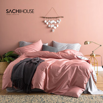 Four-piece cotton cotton simple Nordic autumn and winter sheets bedding bed hats quilt cover net red same quilt cover