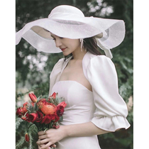 White satin light wedding dress 2021 bride french Hepburn is simple temperament shawl dress star