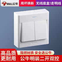 Bull-mounted switch socket 2-open dual-control wall 2-open dual-open dual-open home switch panel