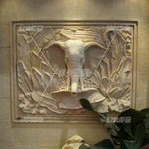 Outdoor Sandstone Relief Villa Patio Water Wall Sandstone Fountain Garden GRP Landscape Sculpture Elephant Spray Water