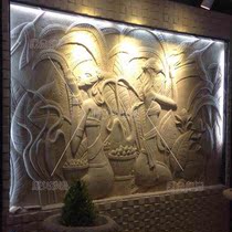 Sandstone Reliefs Custom Sand Rock Southeast Asia Themed Hotel Spa Front Office Figures Relief Dai Ethnic Mural Paintings