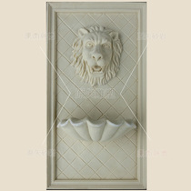 Imitation Sand Rock Relief Outdoor Villa Courtyard Running Water Wall Mural Sandstone Stone Carved Lion Head Fountain Animal Sculptures