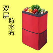 Double-layer waterproof oxford cloth shopping bag Aluminum alloy shopping cart bag Removable washed folding portable storage bag