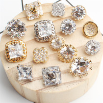 Metal Diamond Button Shirt Shirt Cardigan Sweater Creative Fashion Silver Gold Small Haostone Decorative Button