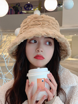 Japan AR Plush Fisherman Hat Woman Autumn Winter Hat 100 Hitch Lamb Pelvic Hat Round Face Suitable for a small face in winter