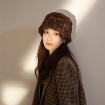 Japan AR Plush Hat Woman Thickened Small Eaves Lamb Wool Fisherman Hat Autumn Winter 100 Hitch Warm Leisure Basin Cap