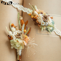 Handmade eternal flower Groom corsage Forest bride wrist flower True flower corsage Bridesmaid hand flower travel accessories