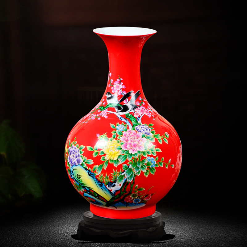 Jingdezhen ceramics powder enamel floret bottle of flower arranging dried flowers home sitting room rich ancient frame TV ark adornment small place