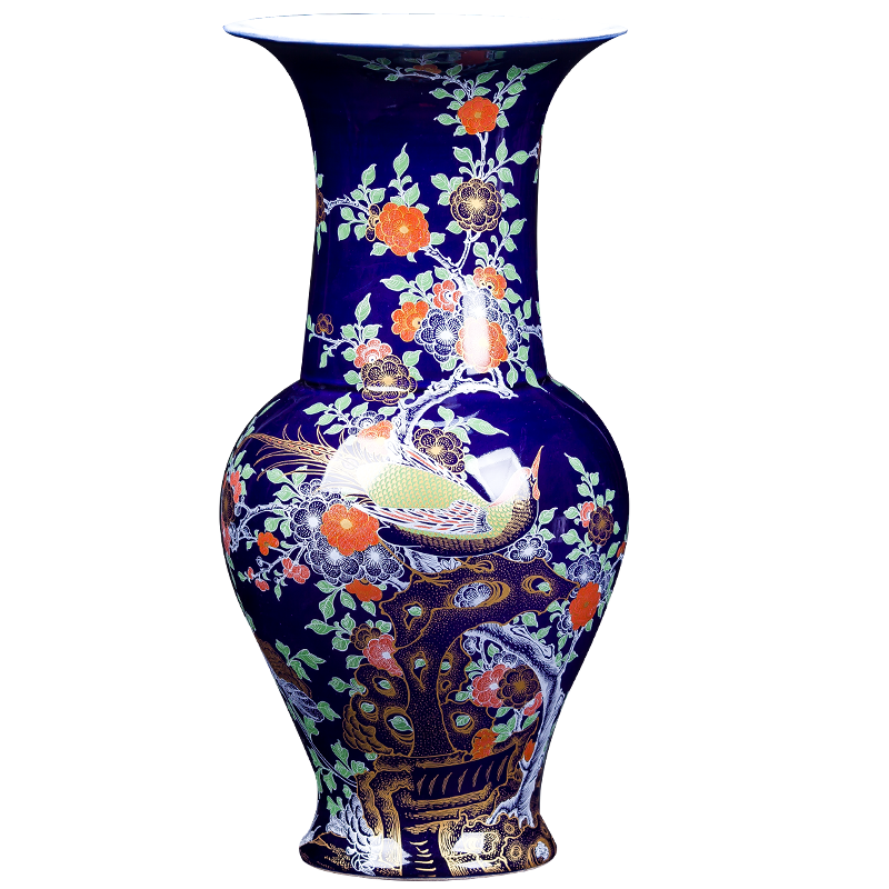 Jingdezhen ceramic vase furnishing articles blue Chinese hand - made paint archaize sitting room flower arranging rich ancient frame decorate restoring ancient ways