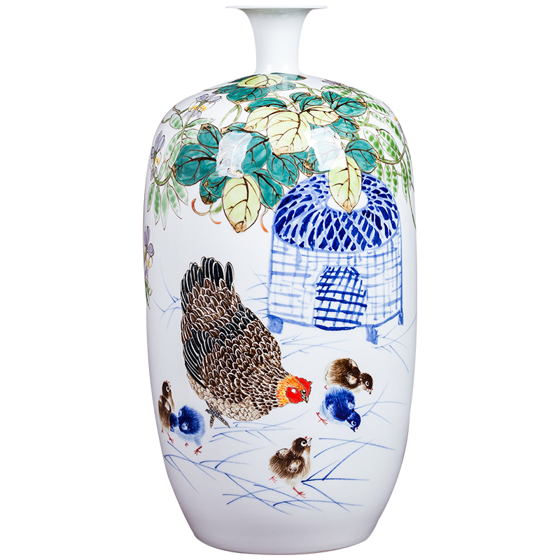 Jingdezhen ceramics hand - made enamel vase large living room TV cabinet decoration of Chinese style household furnishing articles bottle