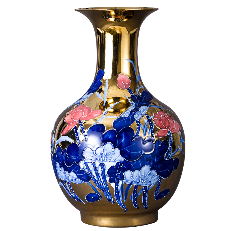 End of jingdezhen ceramic vase furnishing articles of Chinese style restoring ancient ways gold colored enamel years rich ancient frame than sitting room adornment