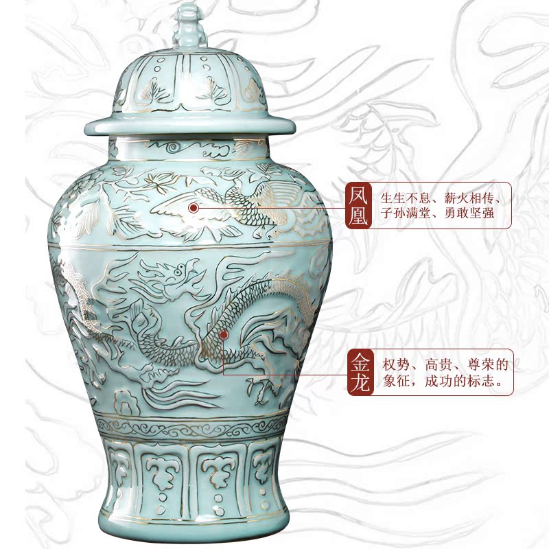 Jingdezhen chinaware paint antique hand - made the general pot of furnishing articles ornaments archaize classic Chinese style large living room