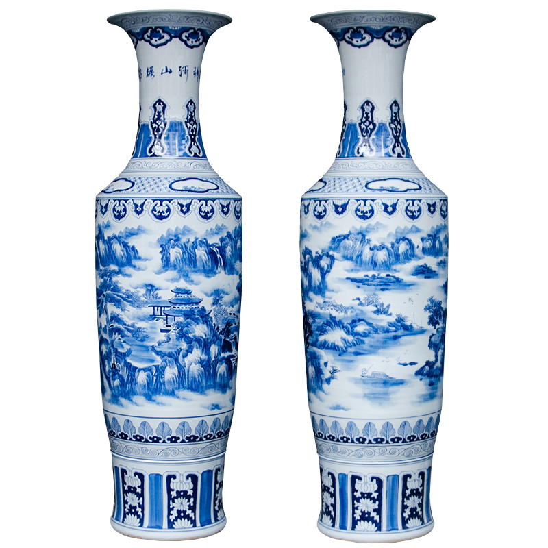 Jingdezhen ceramic hand - made furnishing articles of large blue and white porcelain vase splendid sunvo sitting room adornment handicraft decoration