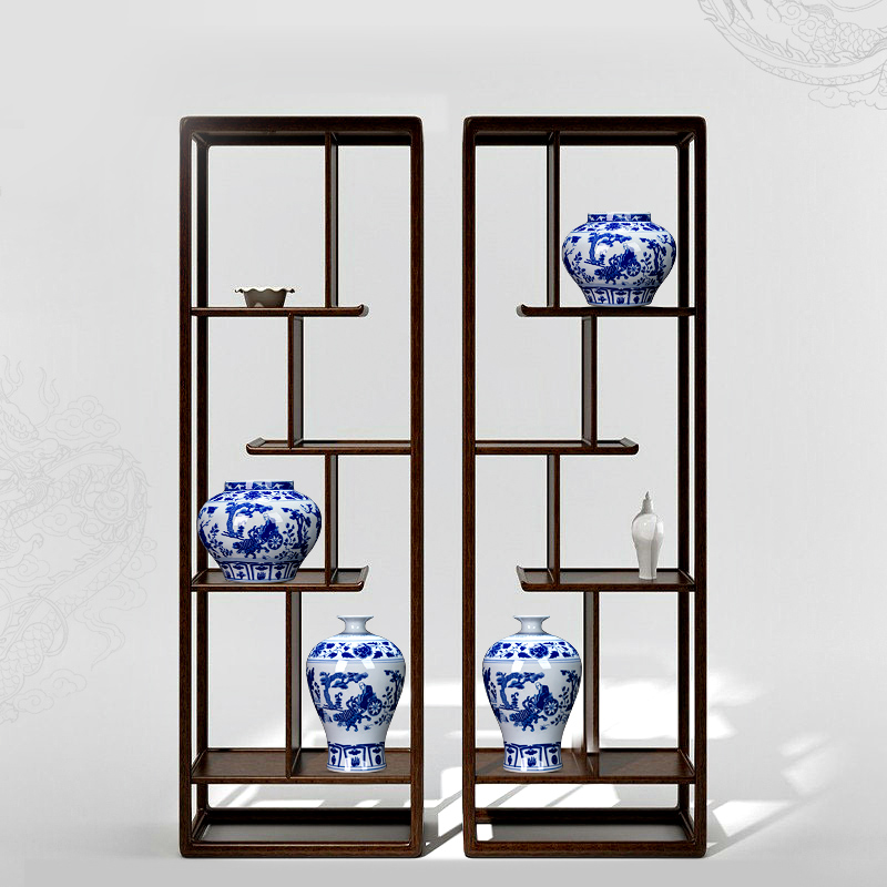 Jingdezhen ceramic blue and white porcelain vase furnishing articles rich ancient frame antique Chinese written down the mountain handicraft sitting room