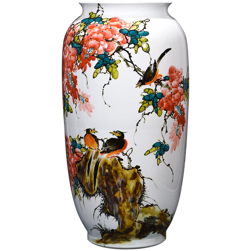 Jingdezhen ceramics by hand draw flower vase living room TV ark, flower adornment of Chinese style household furnishing articles