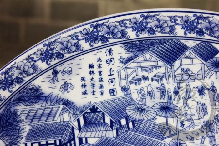 St6 jingdezhen ceramics decoration plate hanging dish clarity of blue and white porcelain painting large adornment furnishing articles